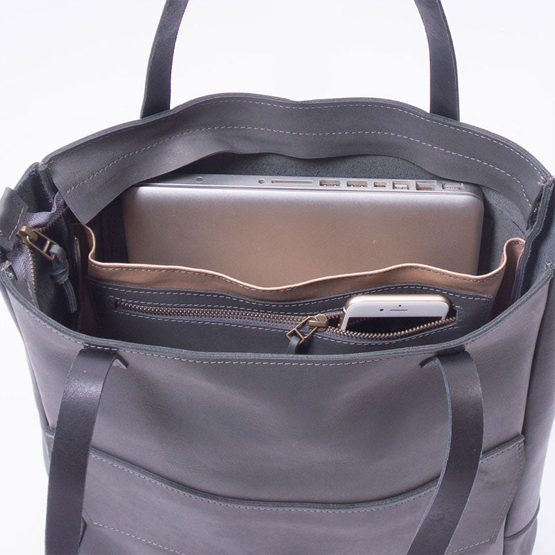 leren shopper laptoptas leer handgemaakt in Amsterdam monsak leer atelier